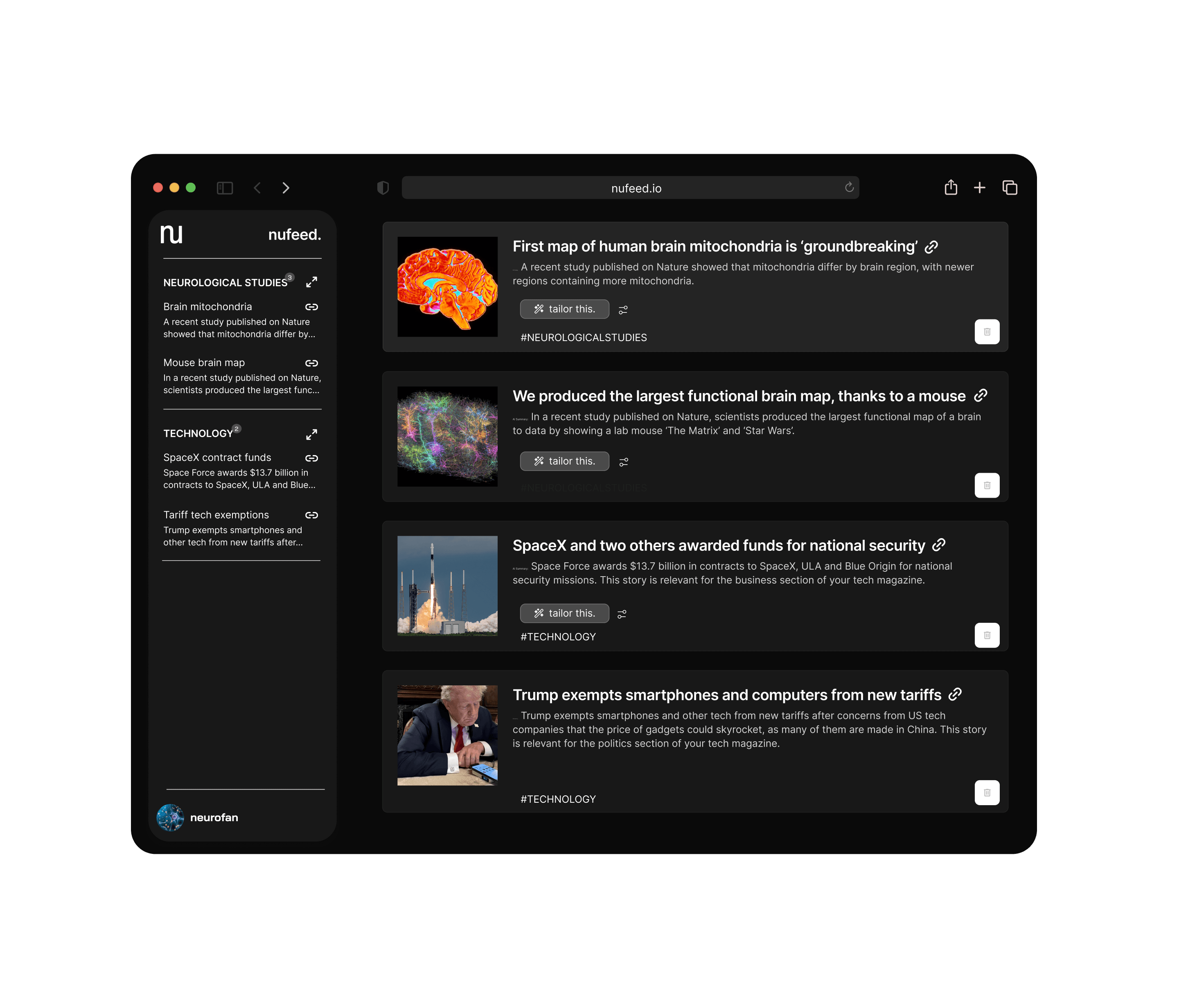 NuFeed Dashboard Preview