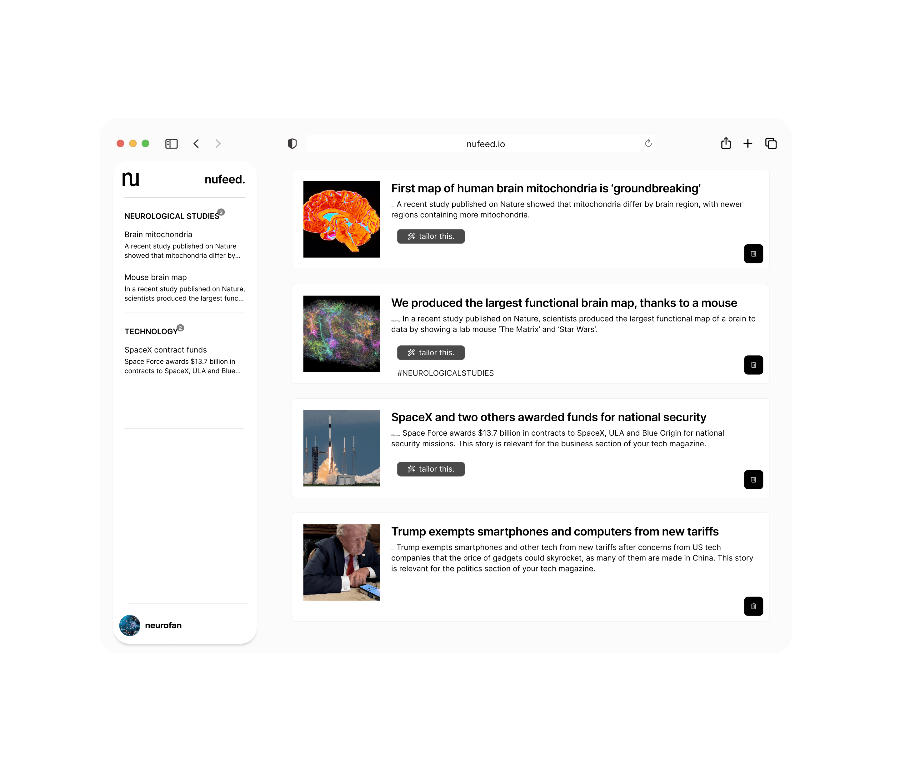 NuFeed Dashboard Preview